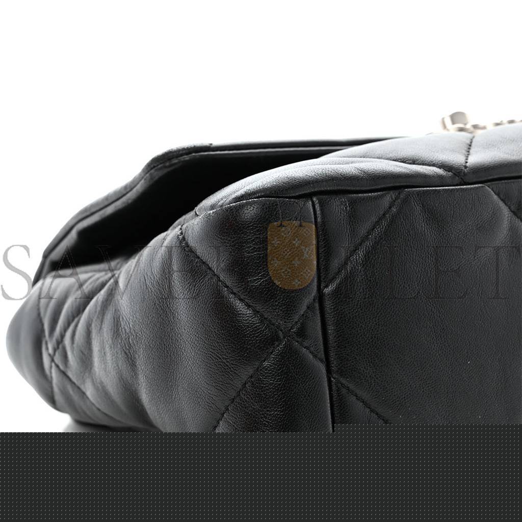 Ch*el master lambskin quilted medium Ch*el 19 flap black as1160 (26*16*9cm)